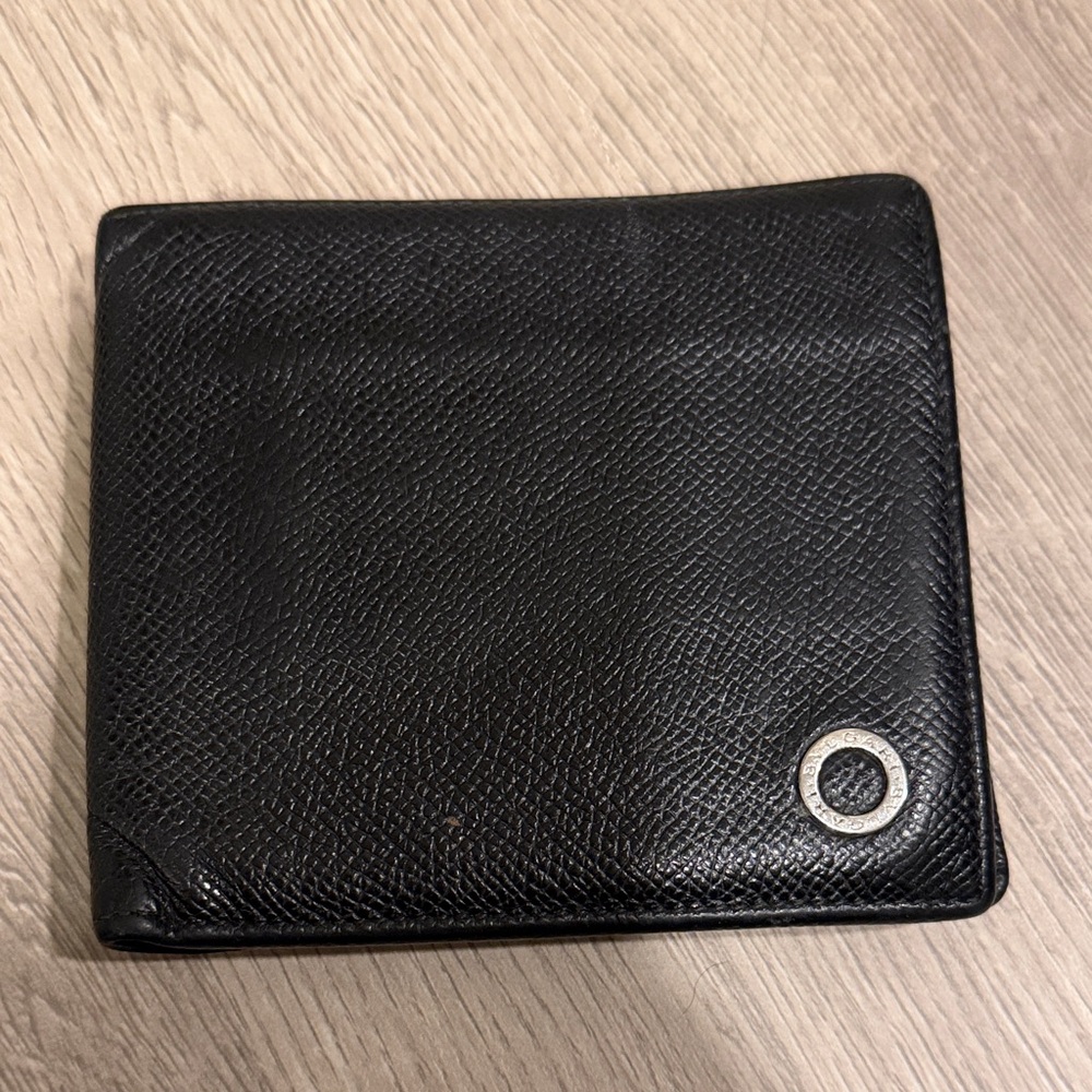 Bvlgari Black Leather Bifold Wallet